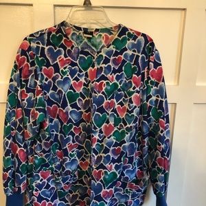 Scrub Jacket Barco Hearts Snap Closure Small